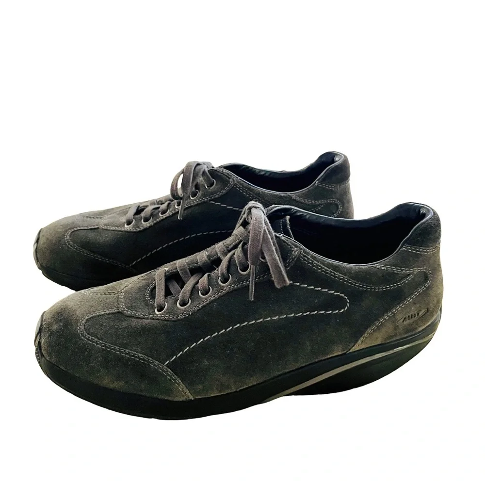 MBT Pata Walking Shoes Dark Gray Suede Women Sz 39 (8-8.5) Rocking Sneaker EUC
